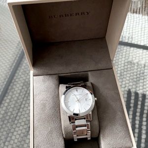 Burberry check silver unisex watch - BU9000
